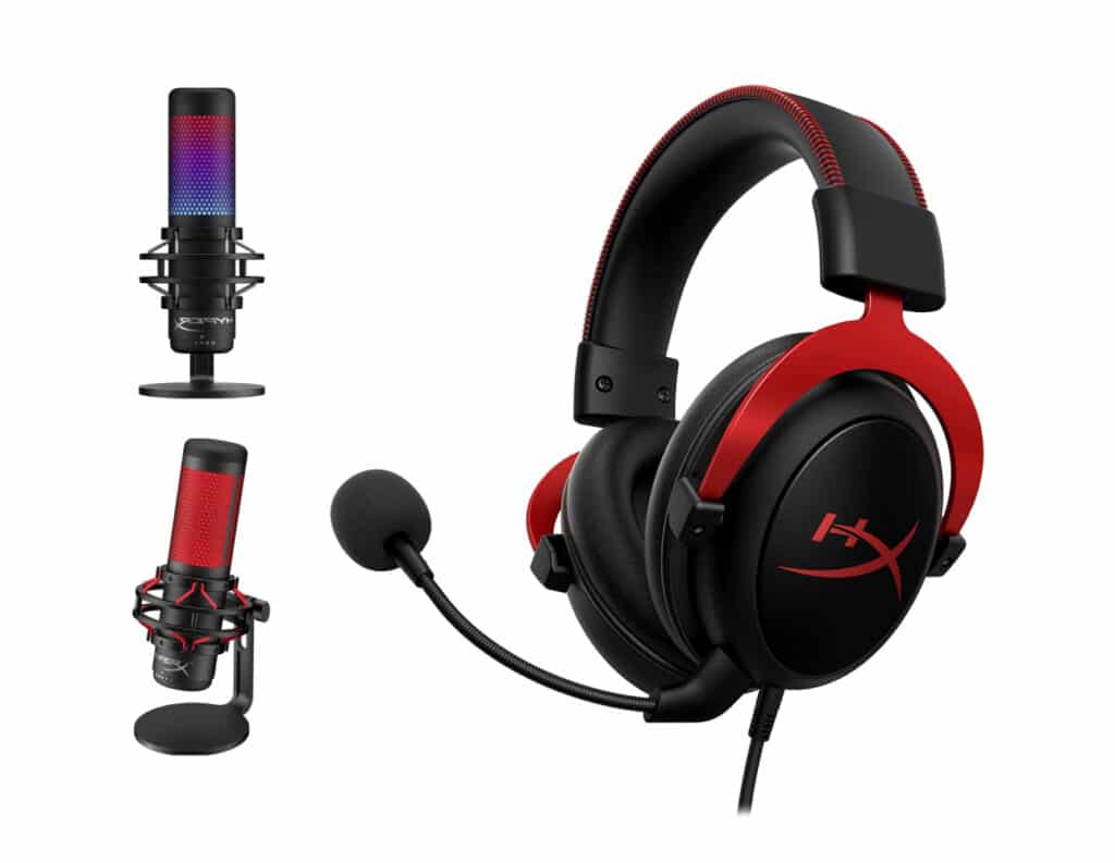 HyperX red gaming headset 2 microphones for streamers